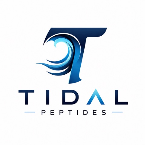 Tidal Peptides logo: a navy and blue wave forming the letter T above the wordmark TIDAL PEPTIDES